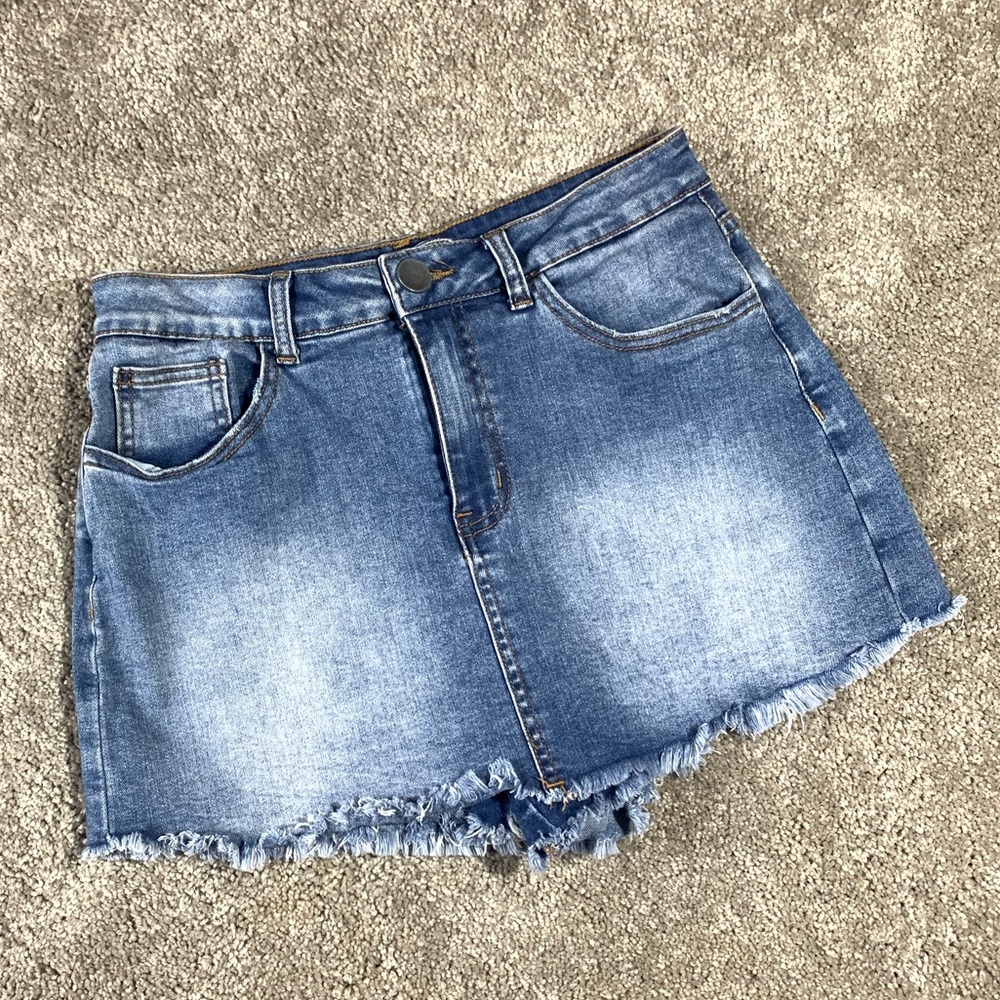 Denim Skort Raw Hem Size small